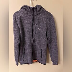 Rip Curl Anti Series Sz S Charcoal‎ Hooded Zip Up Jacket Orange Fleece Lining